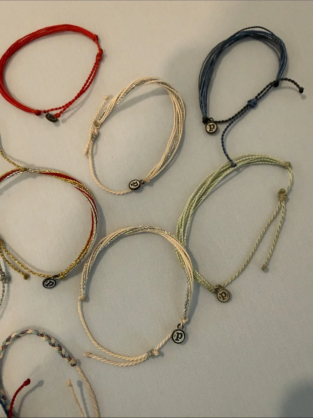 Handmade Multicolor String Bracelets with Charm - Assorted Colors